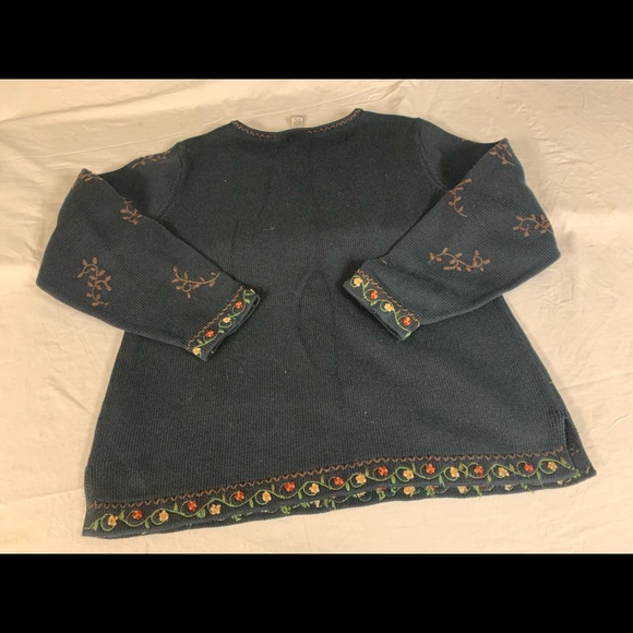 Talbots Womens Sweater Large P Embroidered Paisley Flowers VTG - Picture 6 of 9